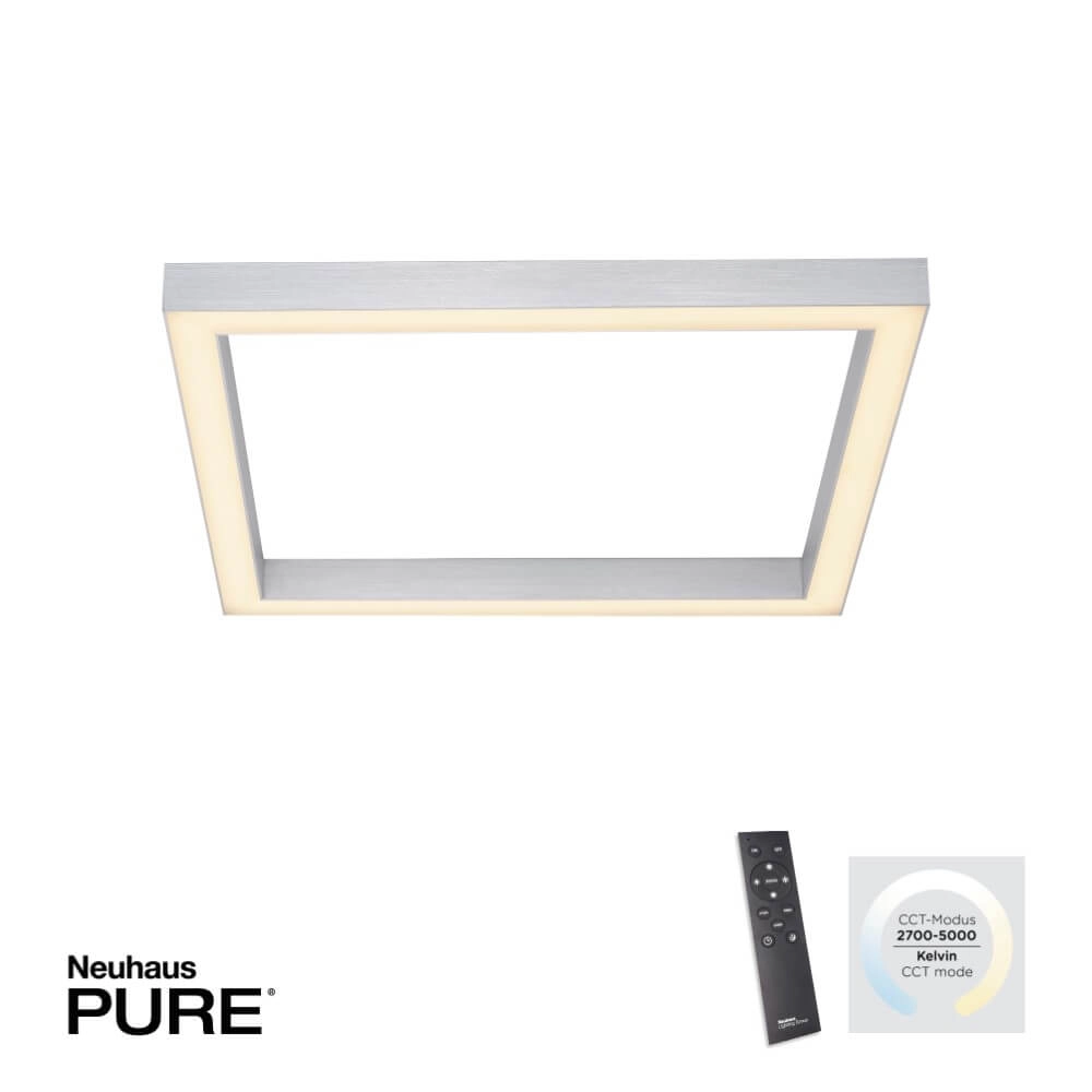 Plafonnier carré Pure Lines Square aluminium Paul Neuhaus 4012248357910