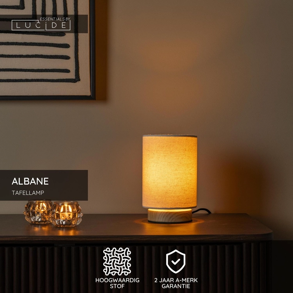 Lampe de table Albane bois clair Ø 12cm Lucide 5411212061669