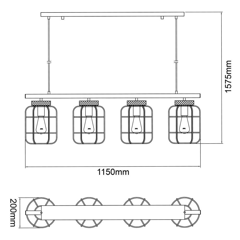 Lampe suspendue pour salle à manger Gwen 4 lumières Brilliant 4004353411687