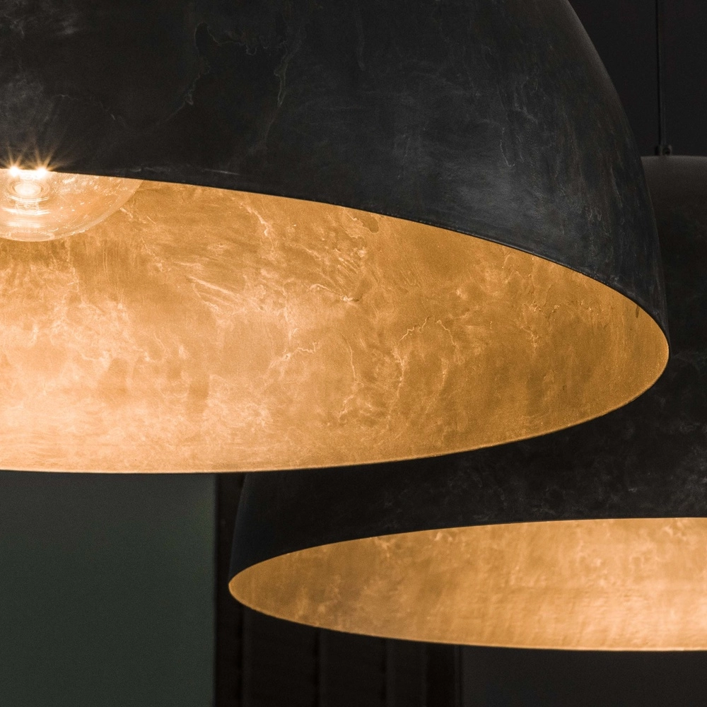 Lampe pendante industrielle Dome 2x Ø 60cm - charbon de bois Lyora 8716803512566