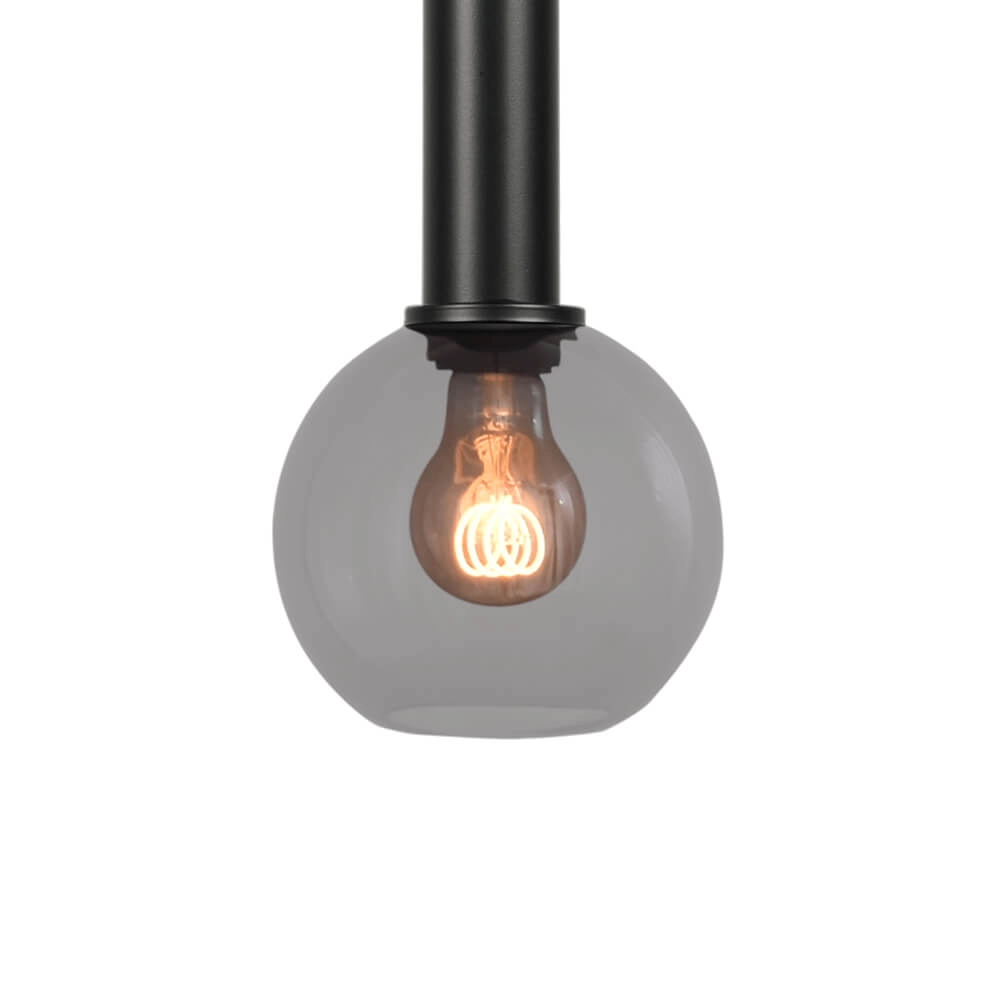 Lampe suspendue Ø 15cm Bella 2 Noir avec verre fumé Masterlight 8718121334271