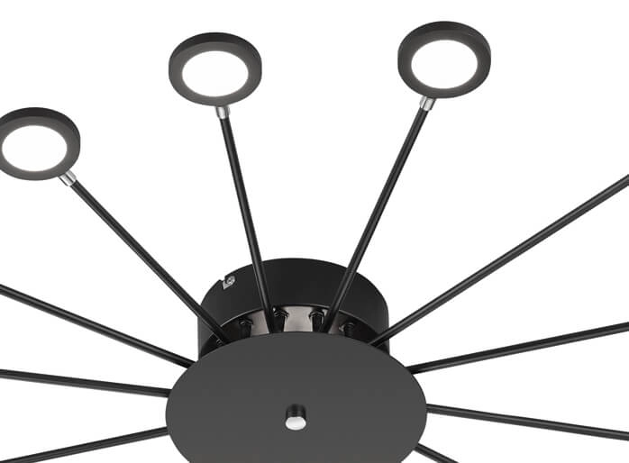 Grand plafonnier Peacock noir Trio 4017807450767