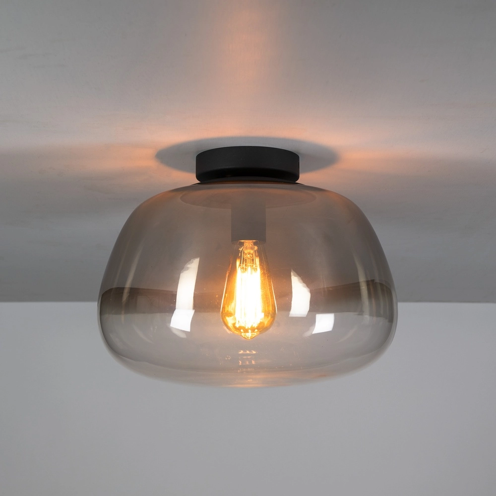Lampe de plafond en verre Pulse Ø 36cm - verre fumé