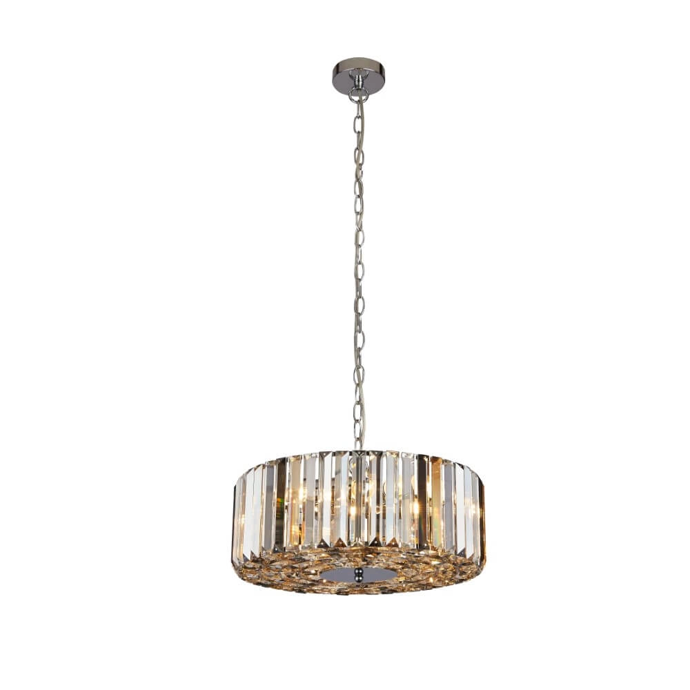 Lampe suspendue Chapeau 50 cm chromé avec verre cristal