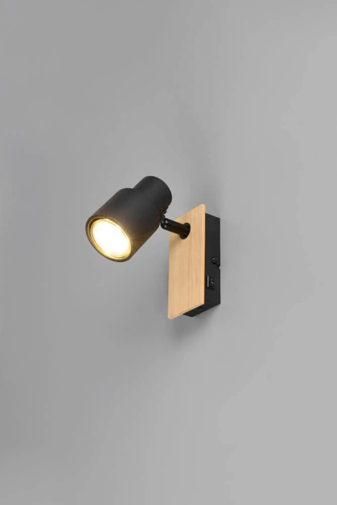 Applique murale design Pierre noir avec bois Trio 4017807638158