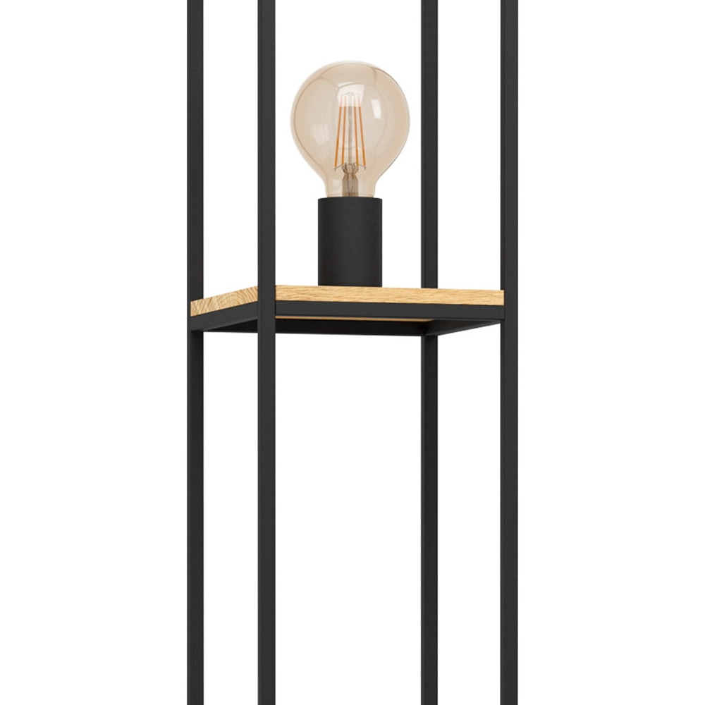 Lampadaire Libertad noir avec du bois Eglo 9002759997984