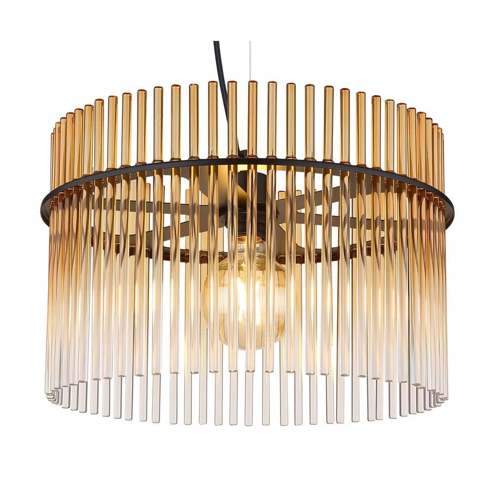Suspension noire Gorley avec verre ambré Ø 40cm Globo 9007371465996