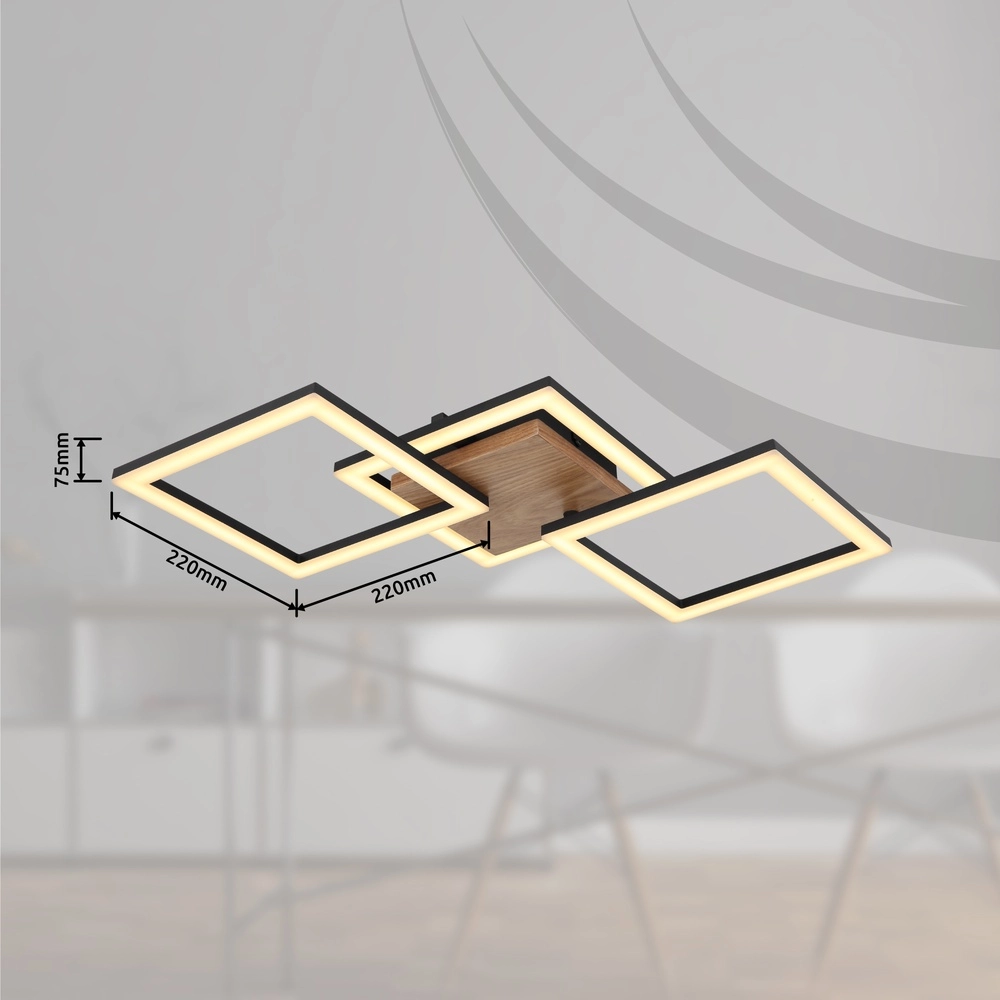 Lampe de plafond Kerry noir avec un aspect bois Globo 9007371443222