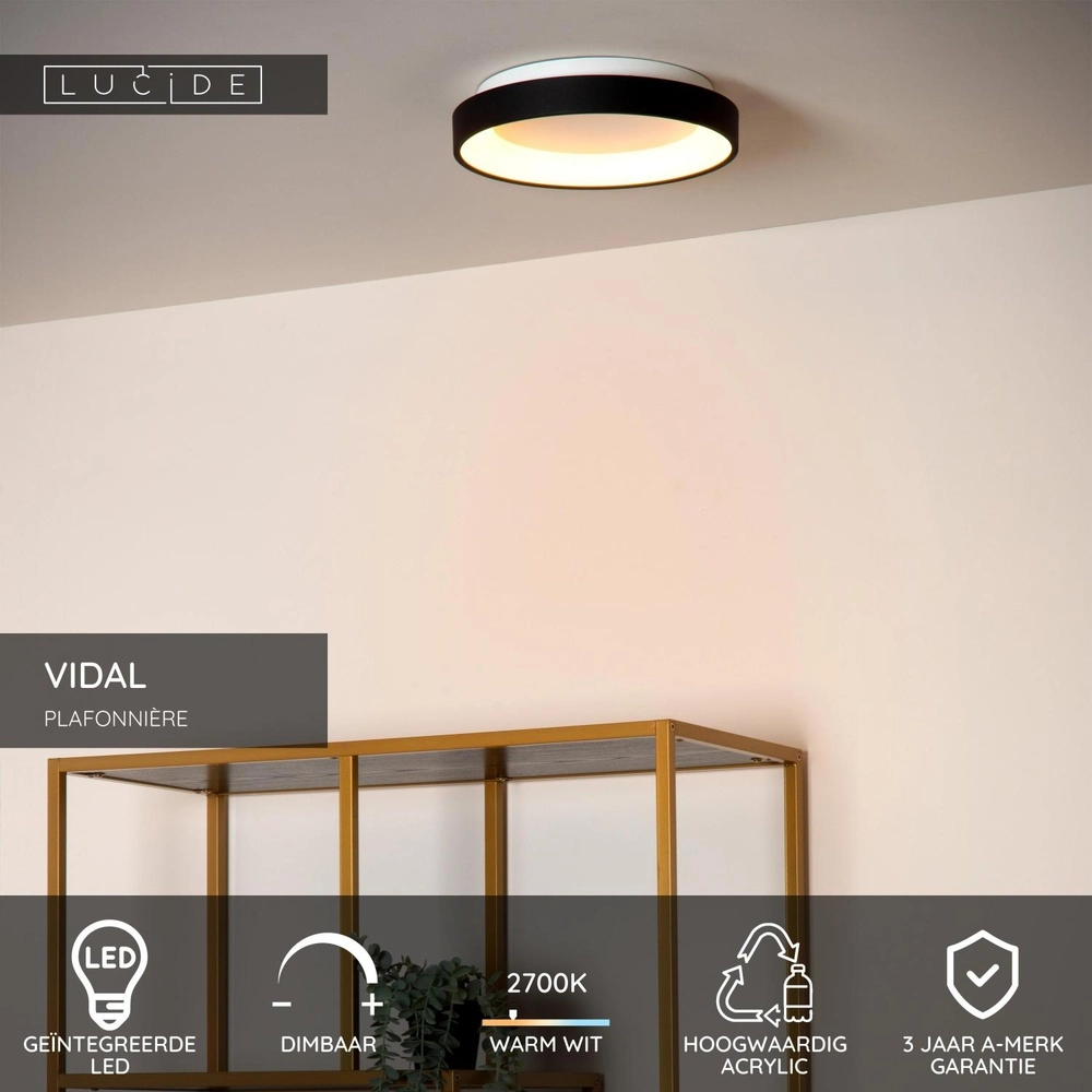Éclairage de plafond Vidal Ø 28 cm noir Lucide 5411212460899