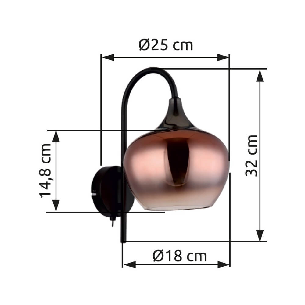 Applique murale noire Maxy avec verre rouge Globo 9007371447992