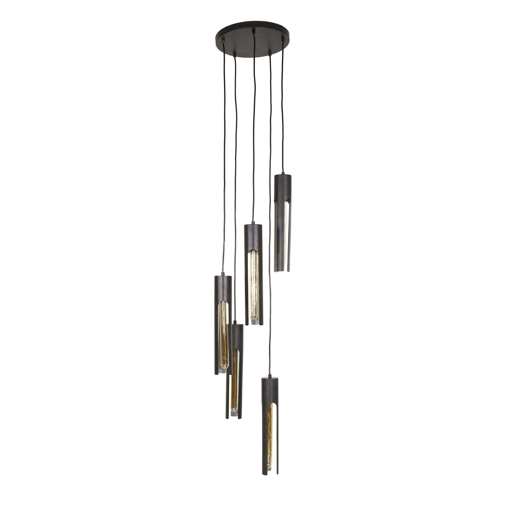 Lampe pendante 5L Tube noir - E27 Lyora 8716803511354
