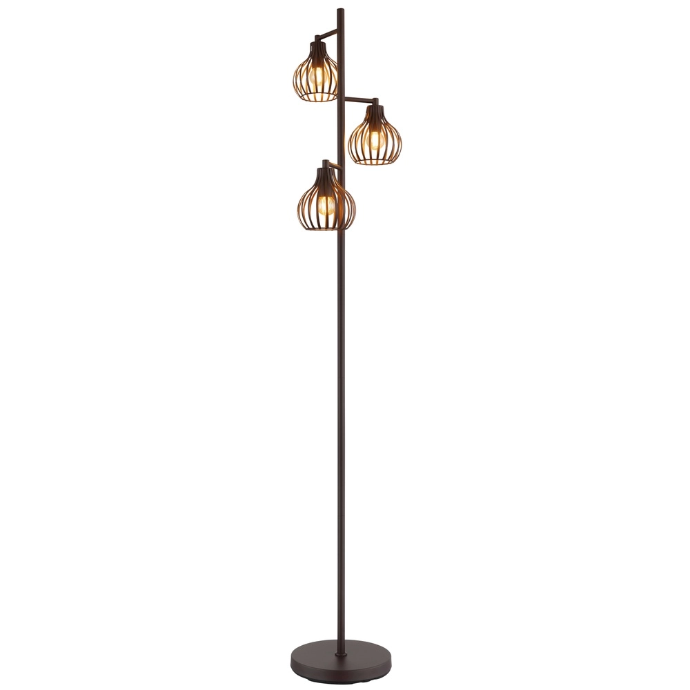 Lampe de pied à 3 lumières Mateo brun rouille