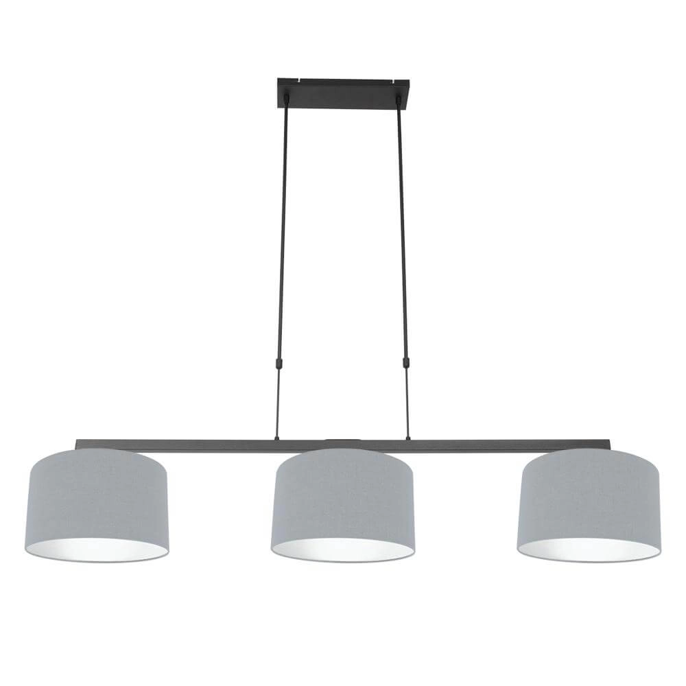 Suspension 3 lumières Stang Noir avec capuche bleu clair