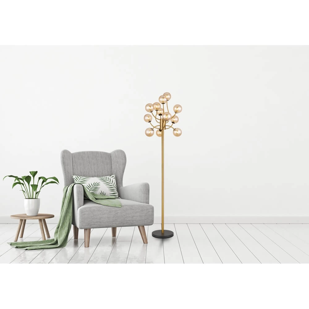 Lampadaire doré Riha 12 lumières Globo 9007371465514