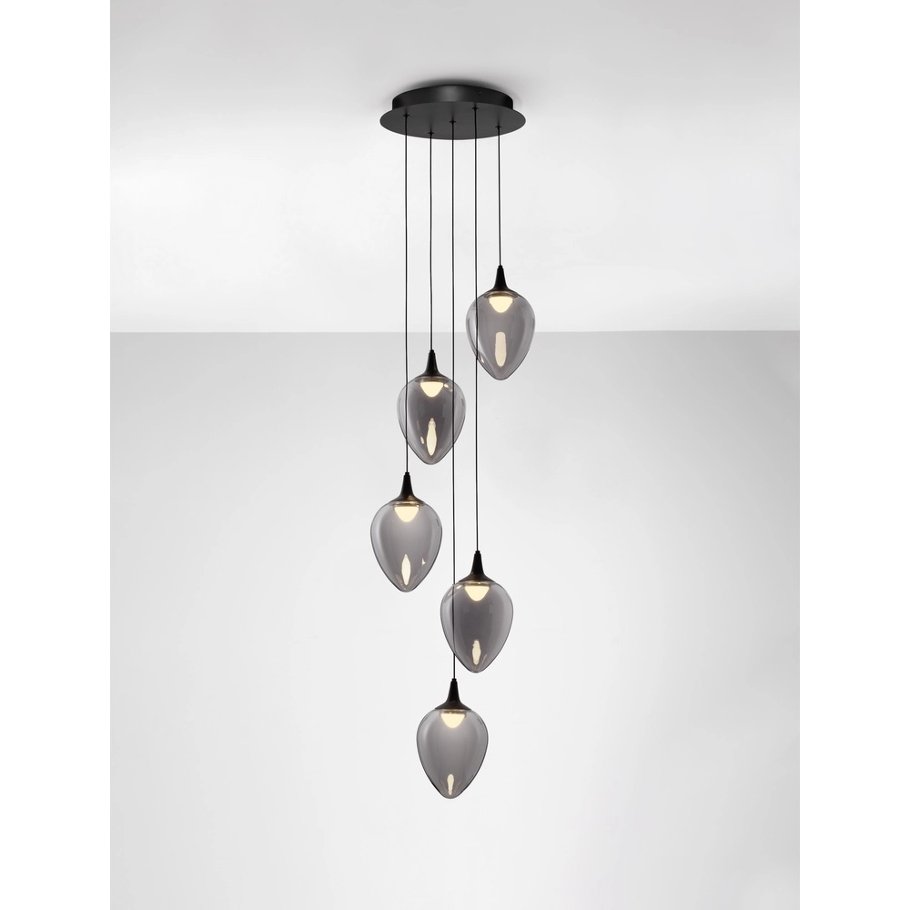 Suspension Nali Verre fumé à 5 lumières Lyora 5212017477781