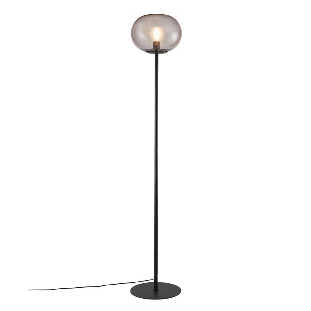 Lampadaire en verre Alton noir avec verre fumé Lampadaire en verre Alton noir avec verre fumé