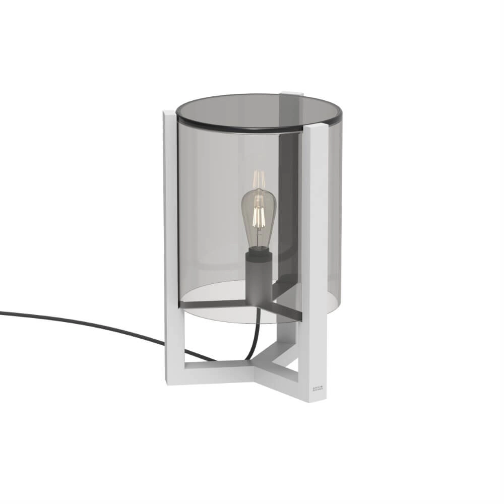 Lampe de table 50cm Tristar blanc avec verre fumé