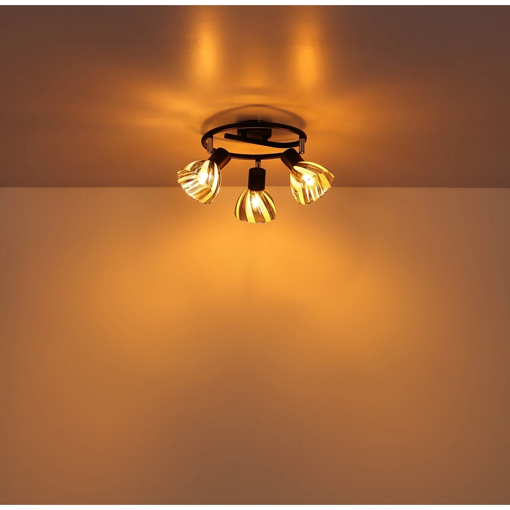 Lampe de plafond à 3 lampes Zachery Noir Globo 9007371525508