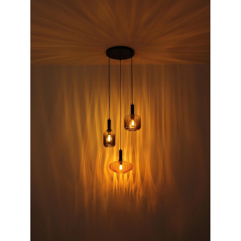 Suspension Valletta avec verre coloré 3 lumières Globo 9007371455867