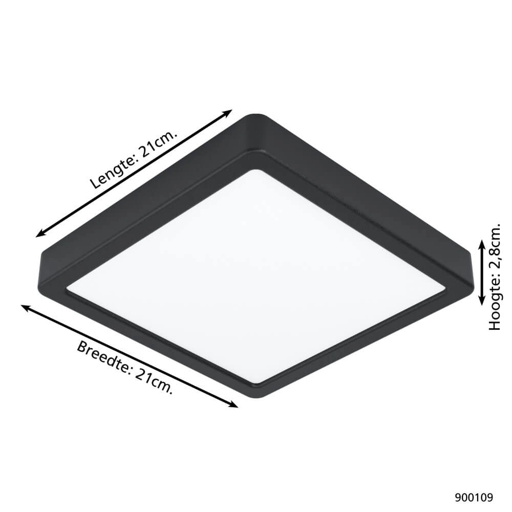 Plafonnier Zigbee Fueva-Z 21x21cm noir Eglo 9008606225651