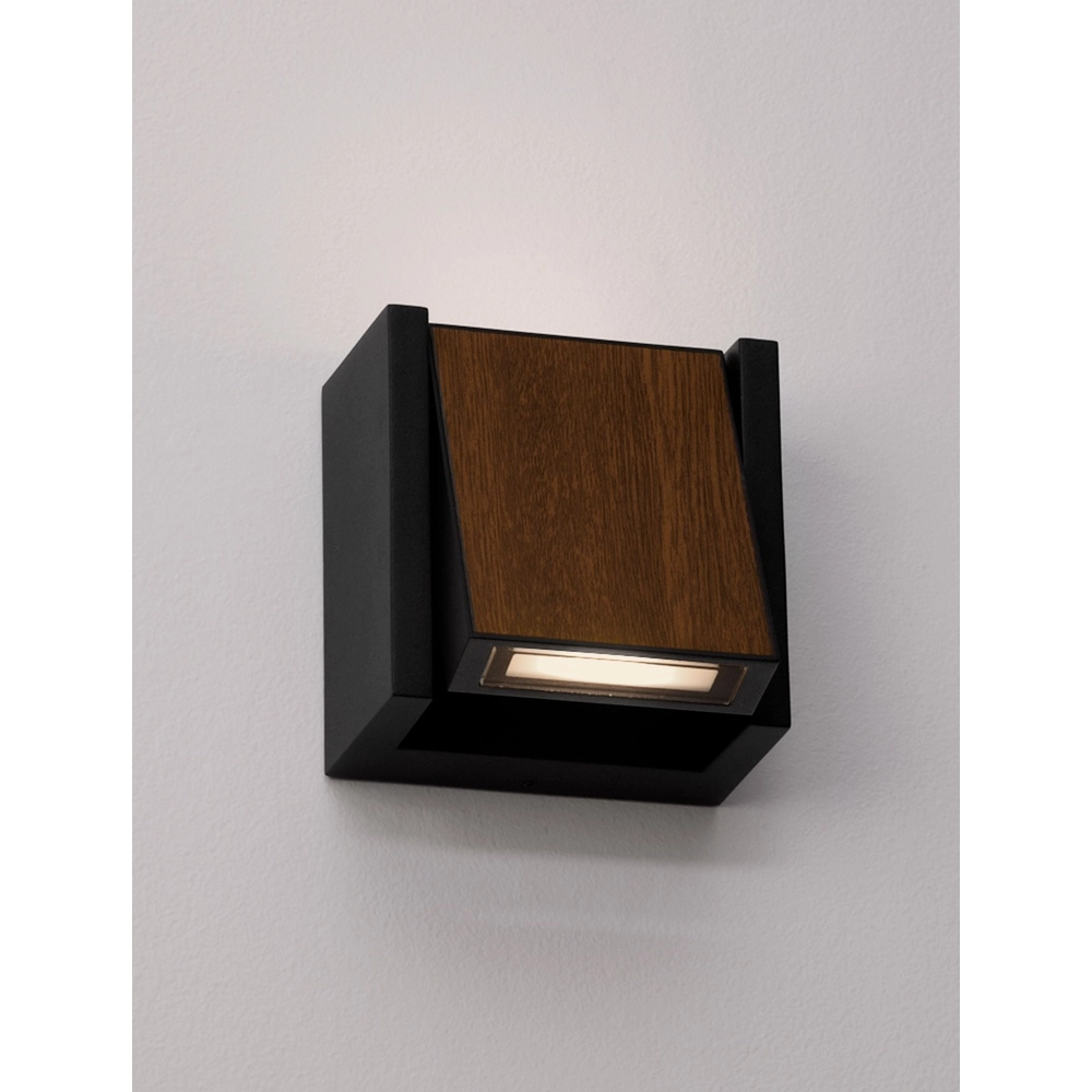 Applique murale Kioo noir avec bois