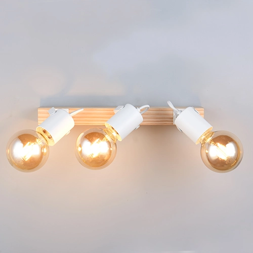 Lampe de plafond à 3 lampes Lynar Blanc avec du bois Trio 4017807672015