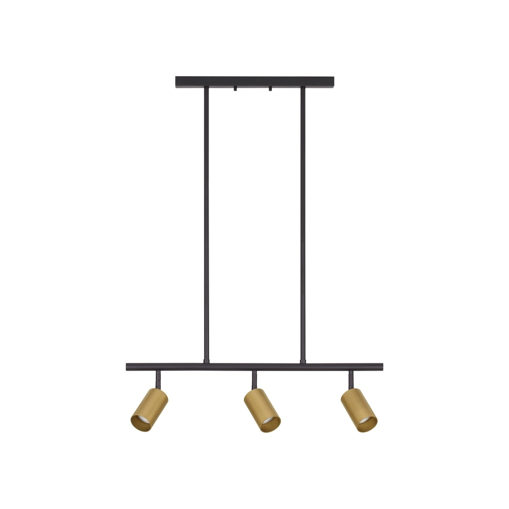 Suspension Pogno Noir 3 lumières avec droit doré Lyora 5212017440662