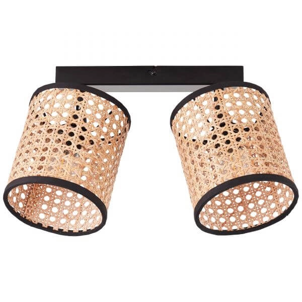 Taches Wiley 2 lumières noir avec rotin Brilliant 4004353394843