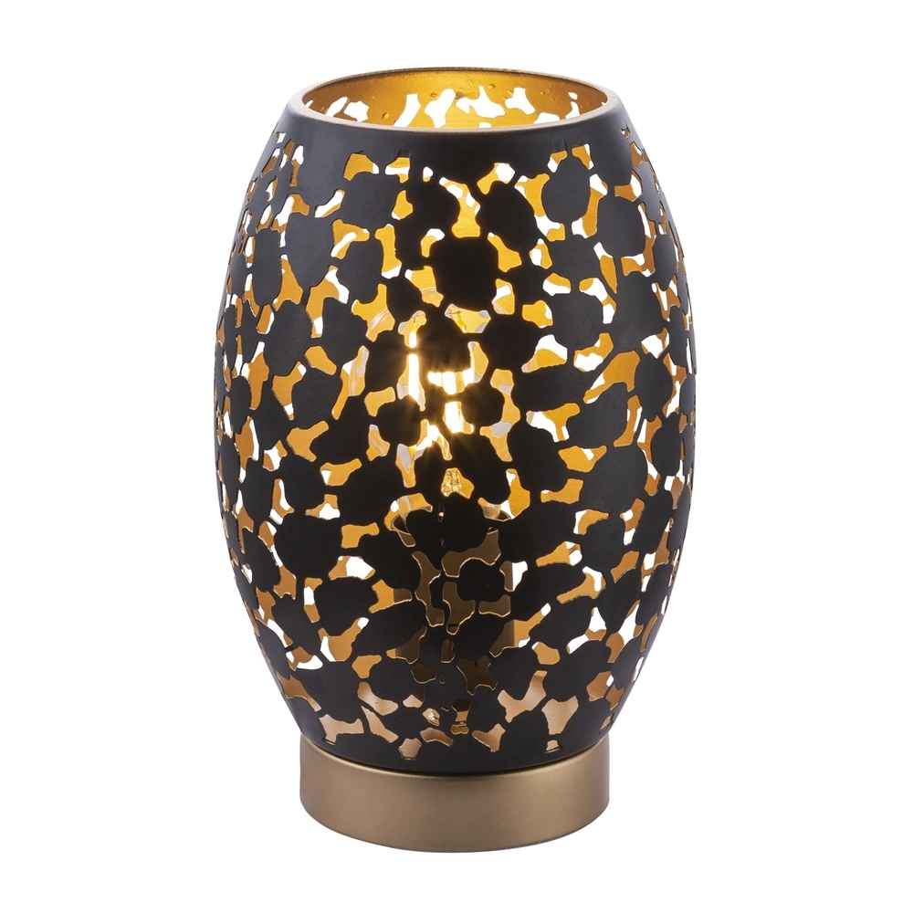 Lampe de table Narri noir avec or - trous grossiers