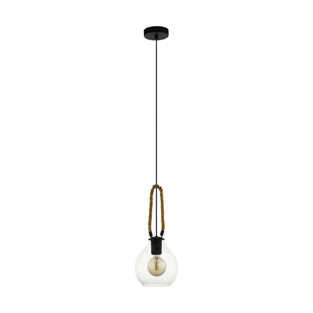 Lampe à suspension en verre Roding avec corde Eglo 9002759436179