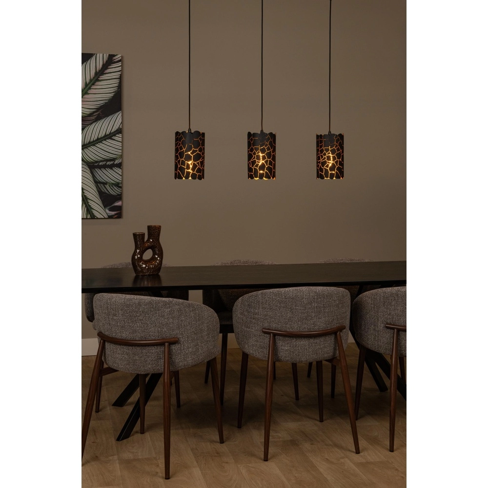 Lampe suspendue Almelo 3 couleurs noires claires avec or à l’intérieur Lucide 5411212211873