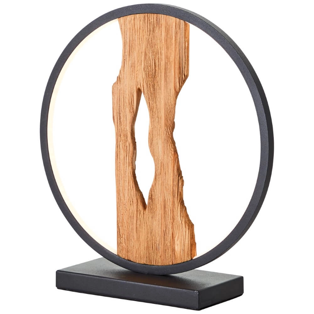 Lampe de table Chaumont rond noir avec bois Brilliant 4004353414978