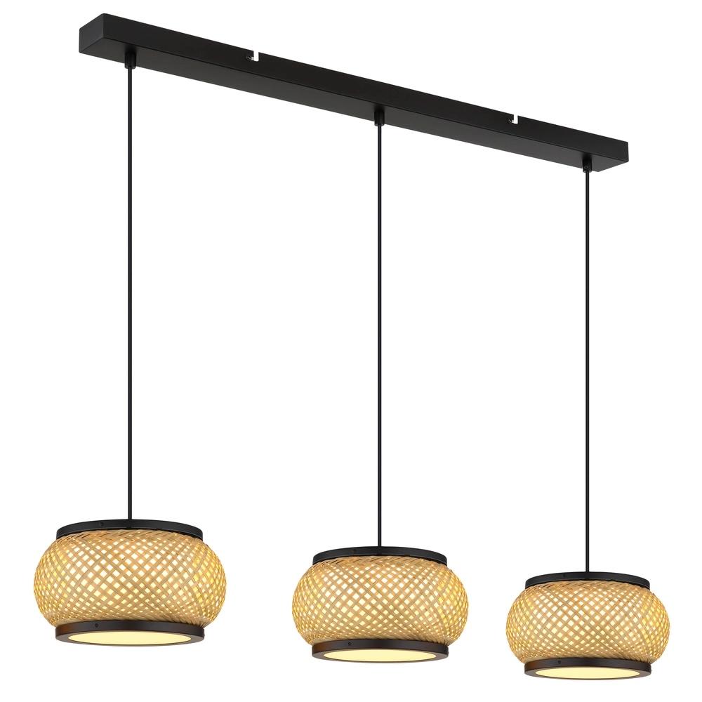 Lampe suspendue Bambora 3 lumières avec du bambou Globo 9007371566860