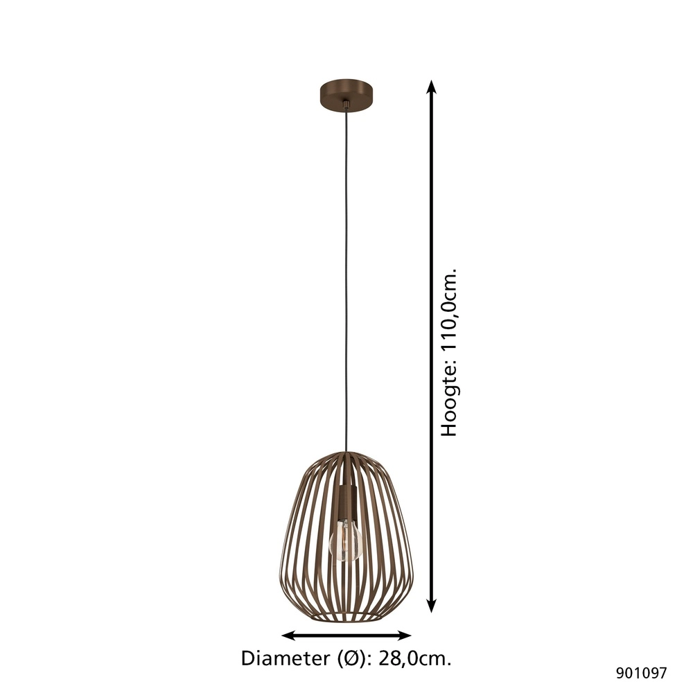 Lampe pendante en bronze Espinal Ø 28cm - 1x E27 Eglo 9008606312580