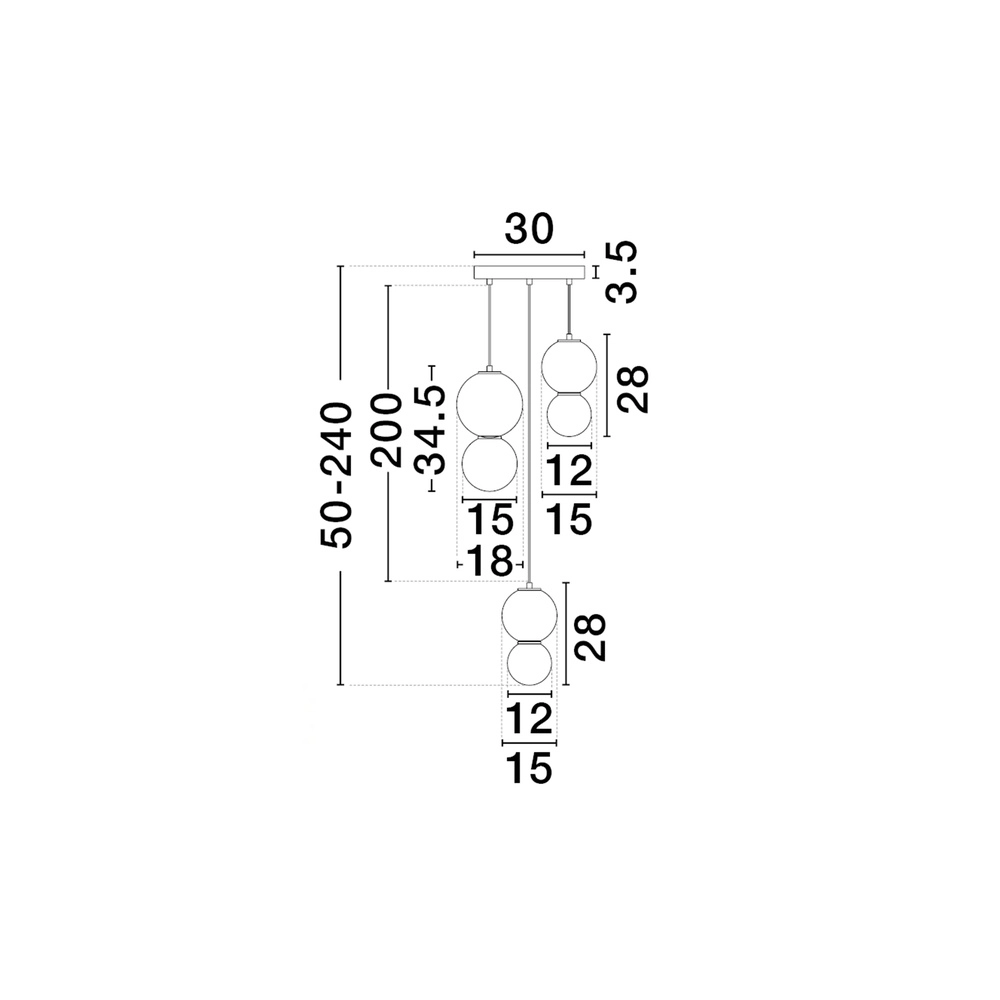Suspension 3 lumières Noesis concevoir Lyora 5212017483737