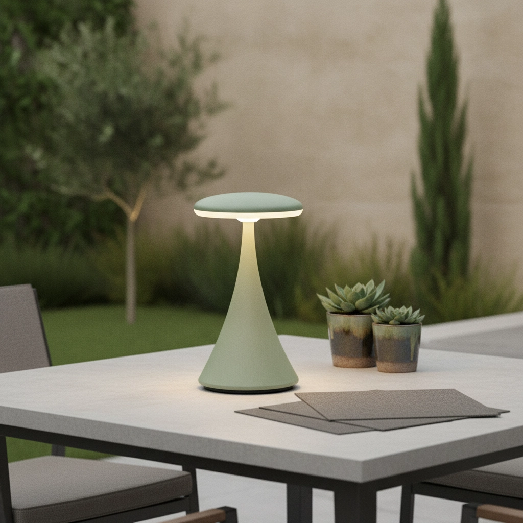 Lampe de table Elbo vert olive avec USB
