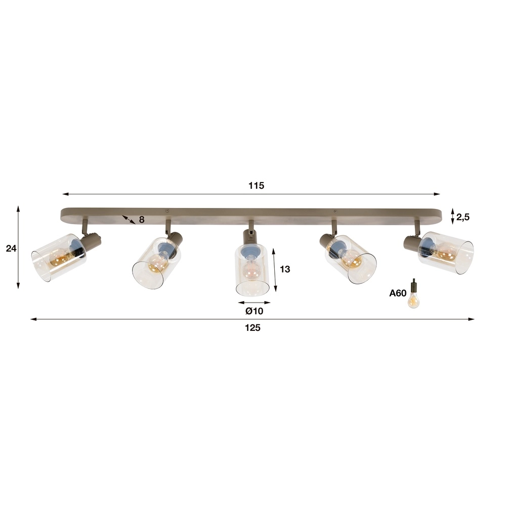 Lampe de plafond droite Sepiora Brun sable 5 clair Lyora 8716803515246