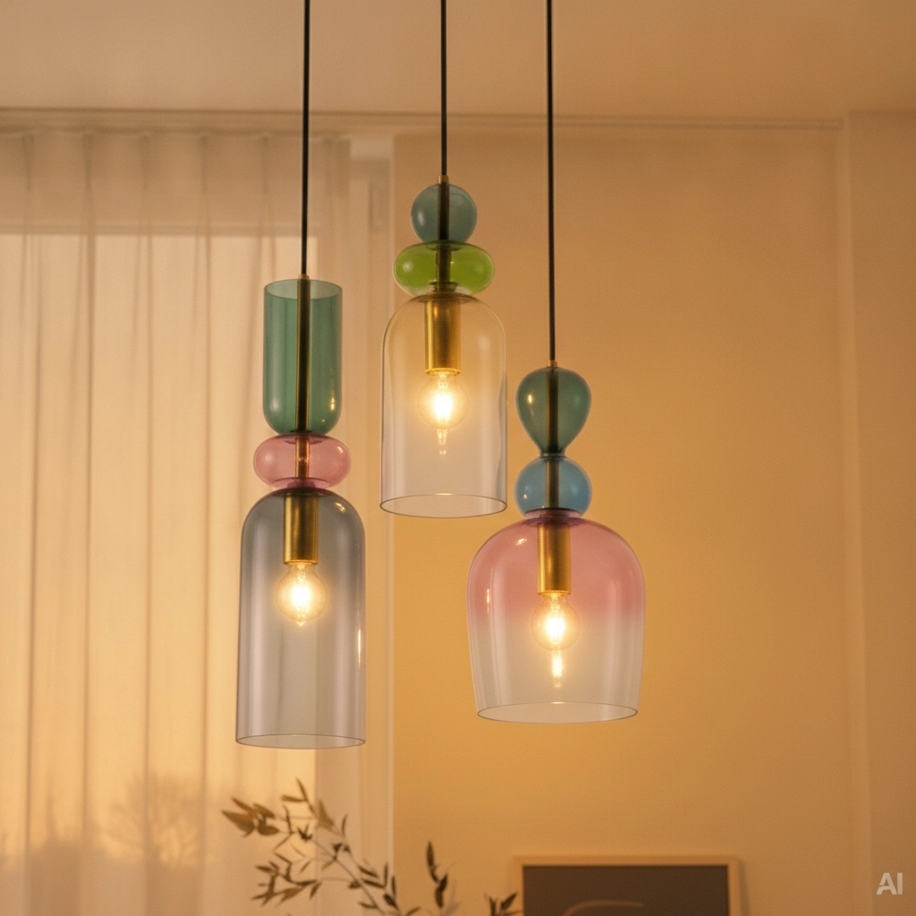 Suspension colorée Murano 3 lumières