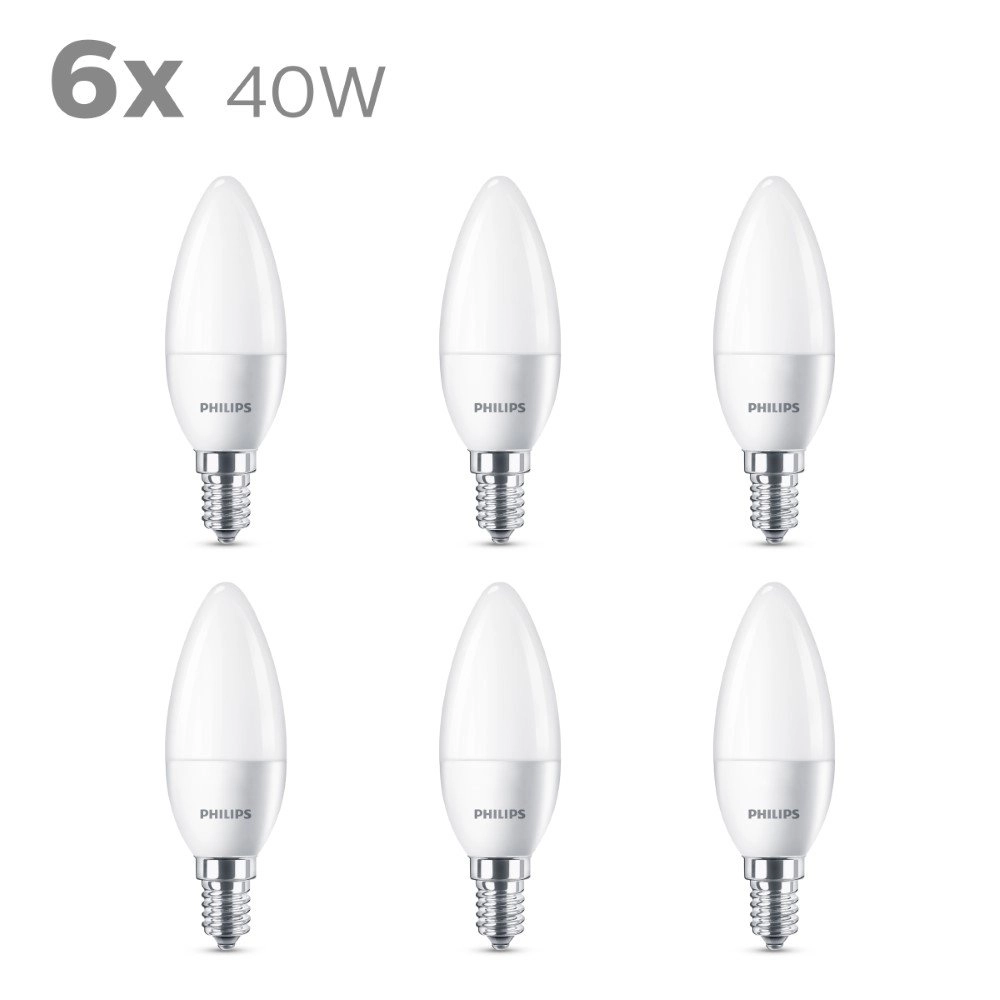 5,5W - E14 - 2700K - 470 lumen lot de 6 Philips 8718696509487