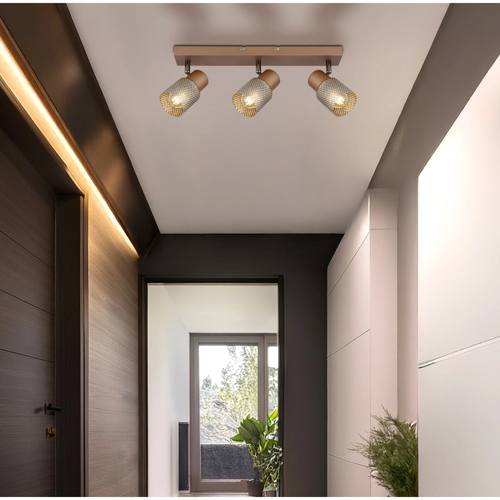 Lampe de plafond Satella 3 café brun clair Globo 9007371462575