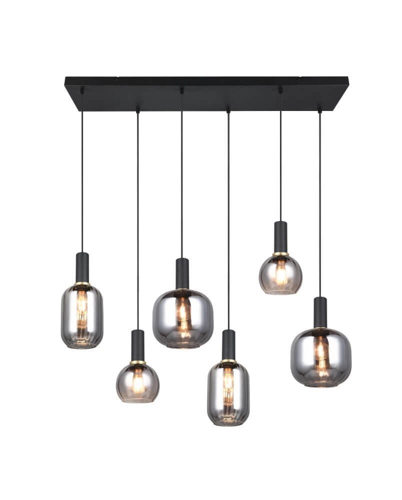 Lampe suspendue pour salle à manger Diva 6 lumières - verre fumé Trio 4017807614572