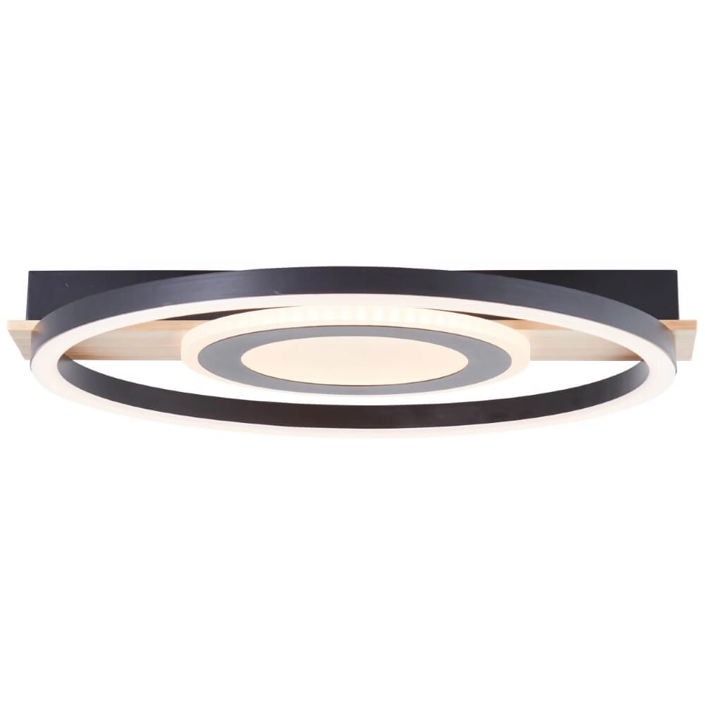 Plafonnier Maureen Ø 37cm noir avec bois Brilliant 4004353420078