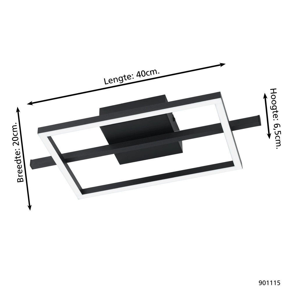 Lumière LED de plafond Amandolo Avec télécommande - noir - carré Eglo 9008606303939