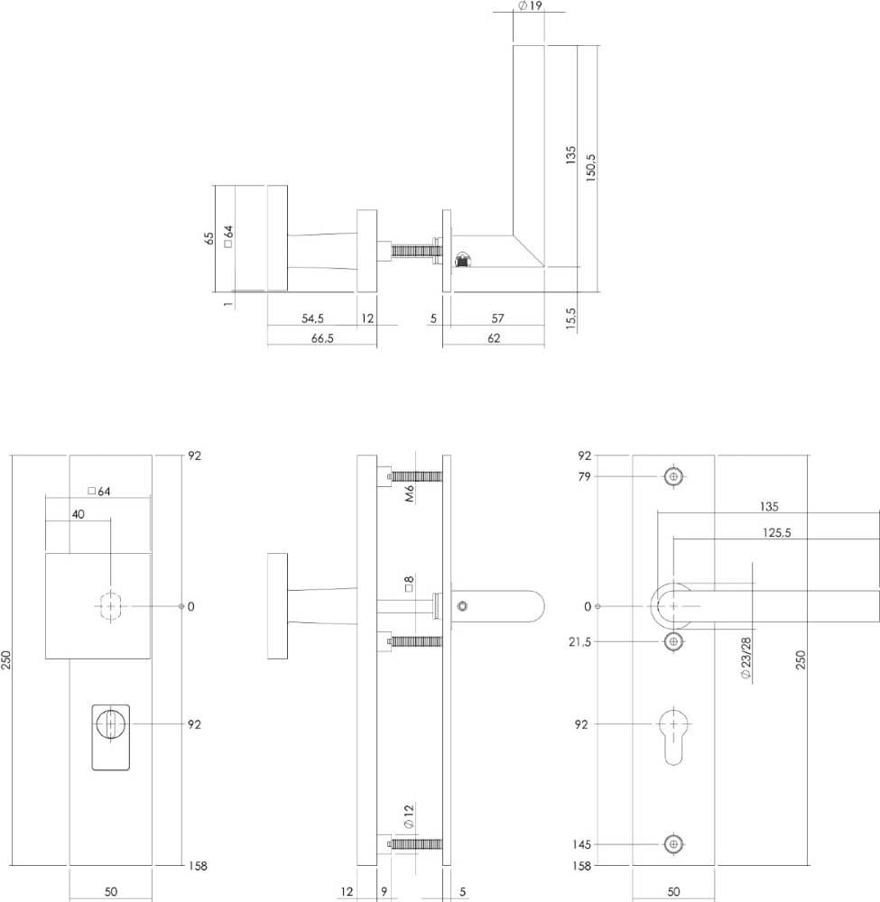 Ferrures de porte d’entrée droites Vurano PC 92mm acier inoxydable roulé Intersteel 8714186697641