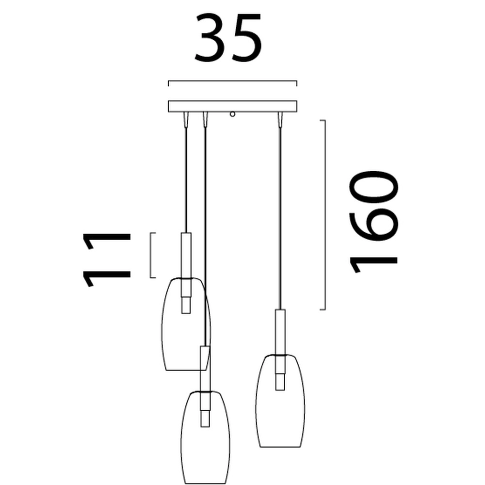 Lampe pendante 3L Vide Lido Olive avec du verre transparent Ø 11,5 cm Masterlight 8718121335407