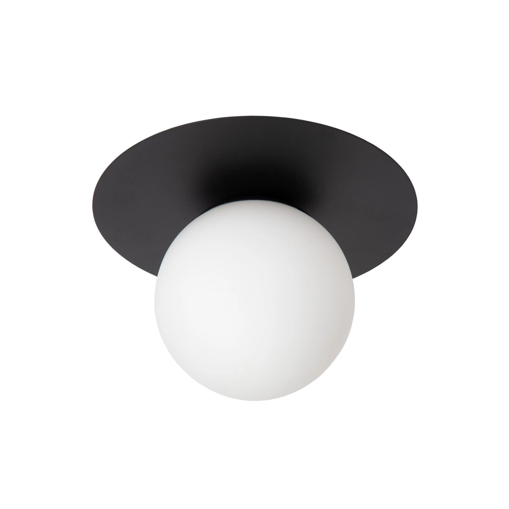 Lampe de plafond Tricia Noir avec sphère blanche