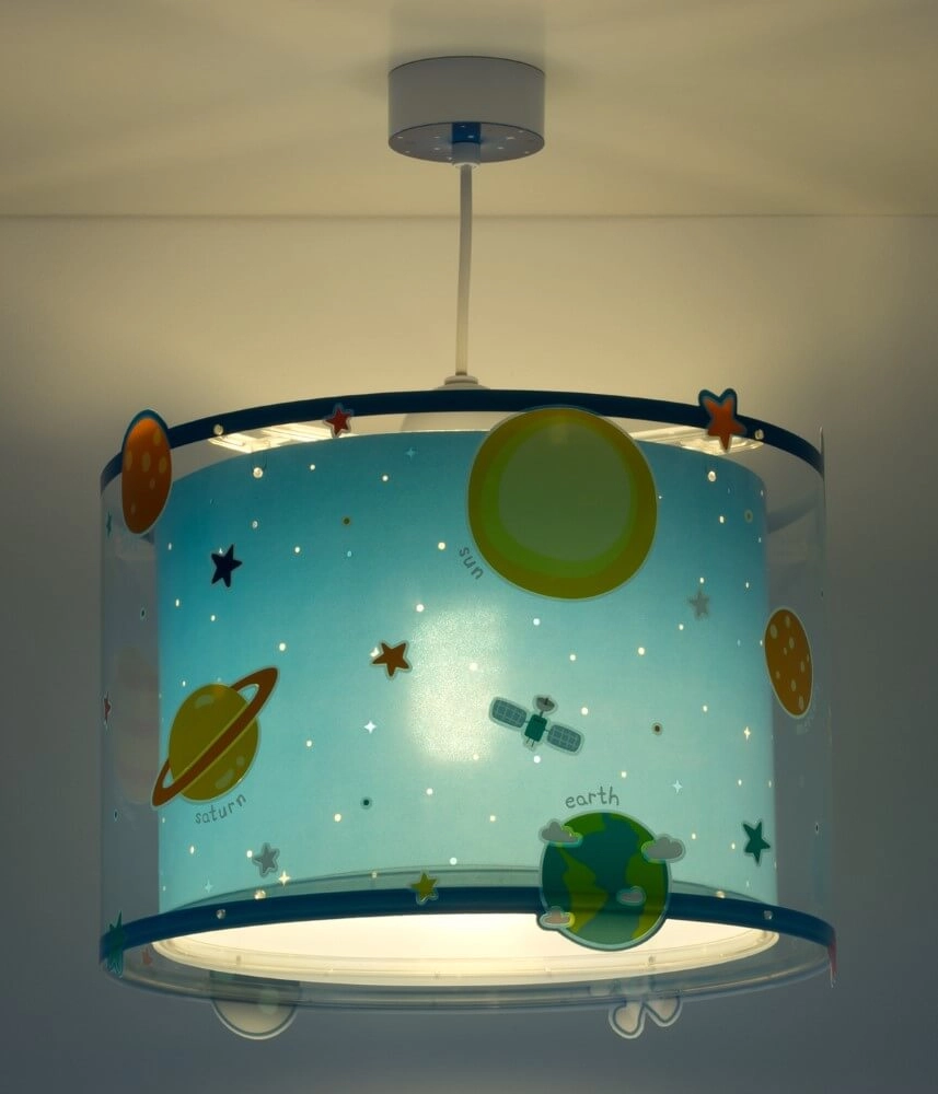 Lampe suspendue chambre d'enfant Planets bleu Dalber 8420406413426