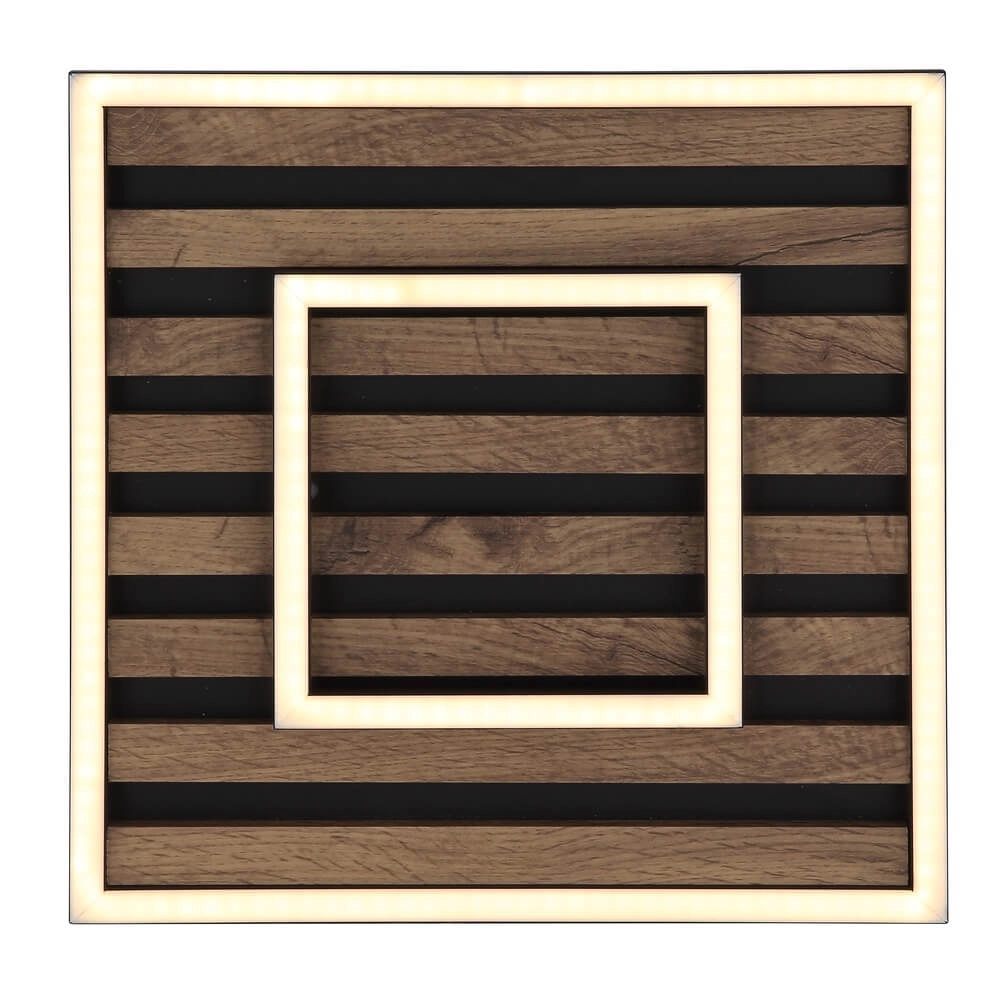 Plafonnier Woody noir avec carré de bois 30cm Globo 9007371507573