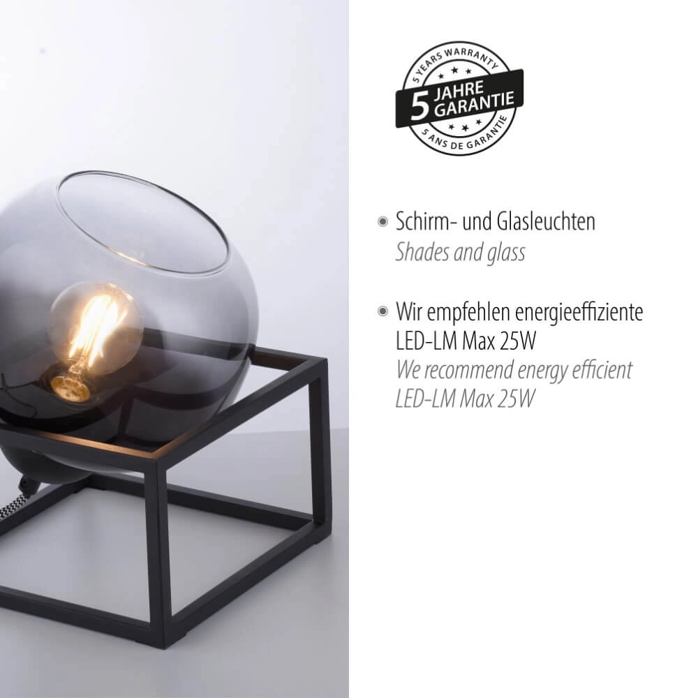 Lampe de table noire Zea Just Light 4043689993771