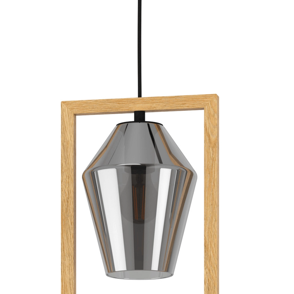 Lampe suspendue en bois Viglioni table à dinner Eglo 9002759997021